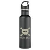 Pirate Flag Skull & Crossbones Zwart Water Fles (Voorkant)