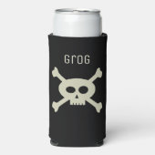 Pirate Flag Skull en Crossbones Custom Zwart Seltzer Blikjeskoeler (Seltzer Voorkant)