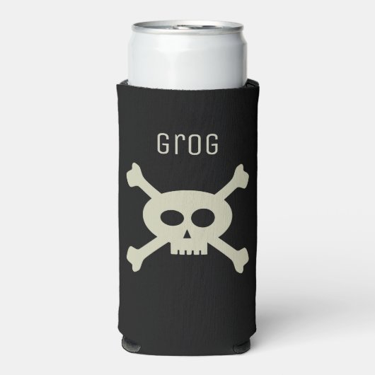 Pirate Flag Skull en Crossbones Custom Zwart Seltzer Blikjeskoeler (Seltzer Voorkant)