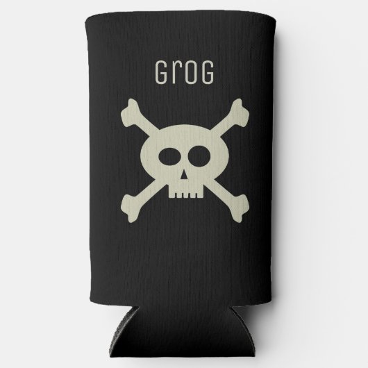 Pirate Flag Skull en Crossbones Custom Zwart Seltzer Blikjeskoeler (Voorkant)