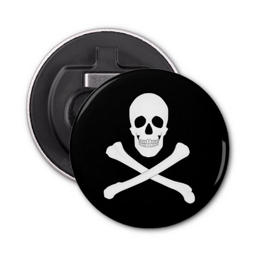 Pirate Flag (Skull en Crossbones) (Jolly Roger) Button Flesopener (Voorkant)