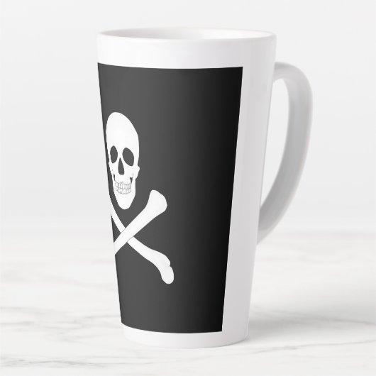 Pirate Flag (Skull en Crossbones) (Jolly Roger) Latte Mok (Rechterhoek)