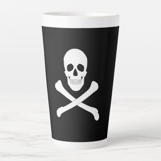 Pirate Flag (Skull en Crossbones) (Jolly Roger) Latte Mok (Voorkant)
