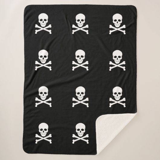 Pirate Flag Skull en Crossbones Jolly Roger Sherpa Deken (Voorkant)