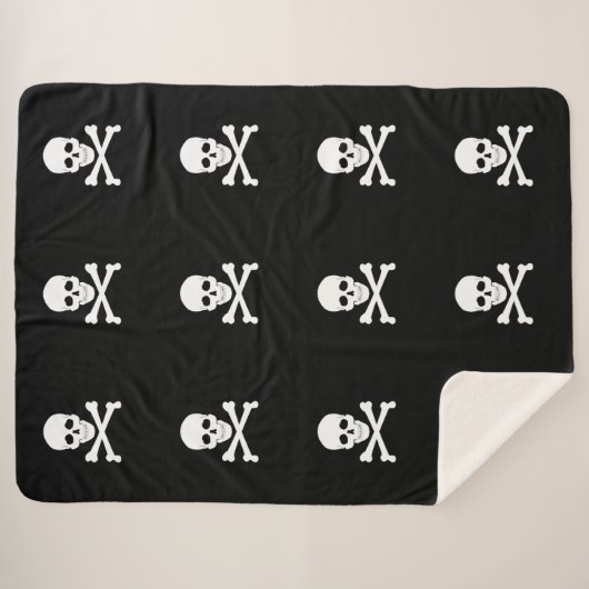 Pirate Flag Skull en Crossbones Jolly Roger Sherpa Deken (Voorkant (horizontaal))