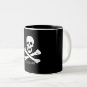 Pirate Flag Skull en Crossbones Jolly Roger Tweekleurige Koffiemok (Voorkant rechts)