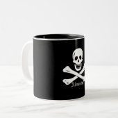 Pirate Flag Skull en Crossbones Jolly Roger Tweekleurige Koffiemok (Voorkant links)