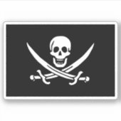 Pirate Flag Skull en Crossed Swords Jolly Roger Sticker (Voorkant)