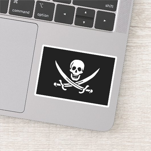 Pirate Flag Skull en Crossed Swords Jolly Roger Sticker (Detail)