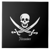 Pirate Flag Skull en Crossed Swords Jolly Roger Tegeltje (Voorkant)