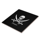 Pirate Flag Skull en Crossed Swords Jolly Roger Tegeltje (Zijkant)