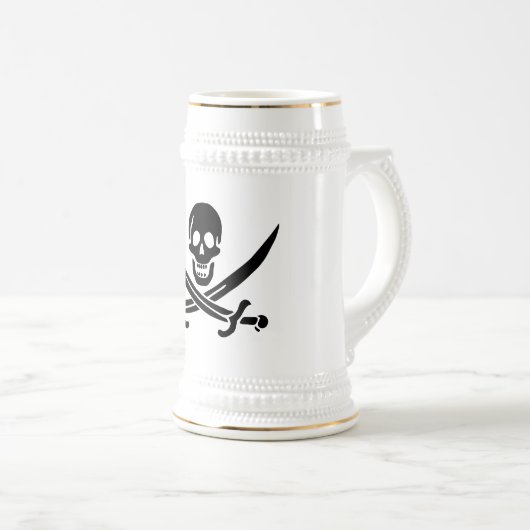 Pirate Flag Skull gekruist zwaarden Bierpul (Voorkant rechts)