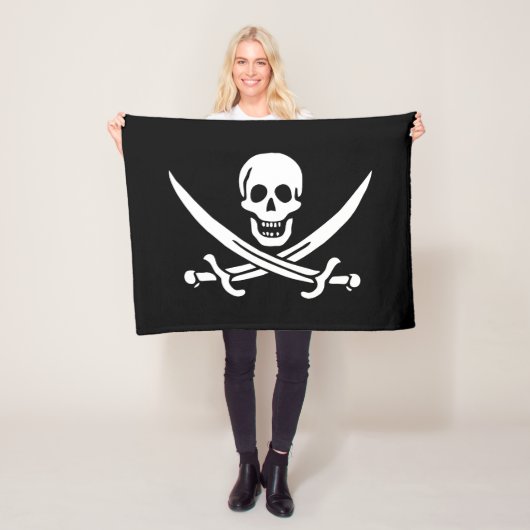Pirate Flag Skull gekruist zwaarden Fleece Deken (In situ)