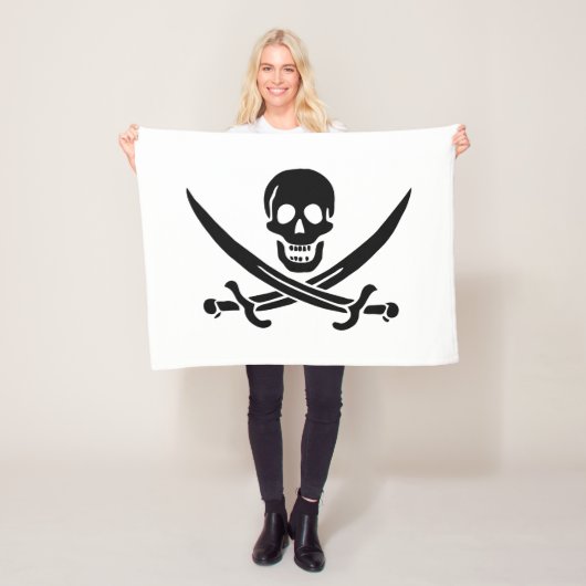 Pirate Flag Skull gekruist zwaarden Fleece Deken (In situ)