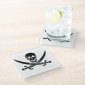 Pirate Flag Skull gekruist zwaarden Glazen Onderzetter (Schuin)