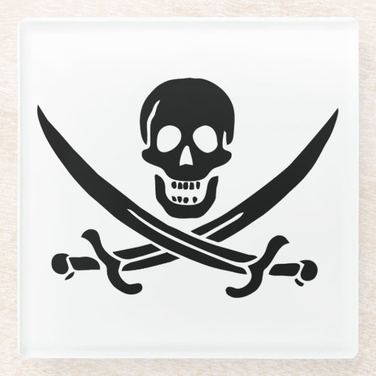 Pirate Flag Skull gekruist zwaarden Glazen Onderzetter (Voorkant)