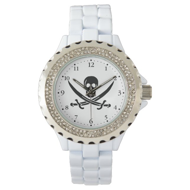 Pirate Flag Skull gekruist zwaarden Horloge (Voorkant)