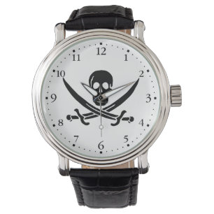 Pirate Flag Skull gekruist zwaarden Horloge