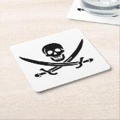 Pirate Flag Skull gekruist zwaarden Kartonnen Onderzetters (Schuin)