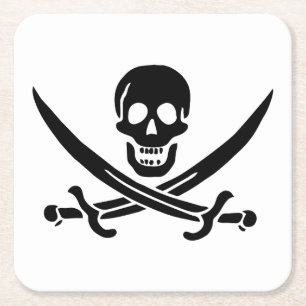 Pirate Flag Skull gekruist zwaarden Kartonnen Onderzetters