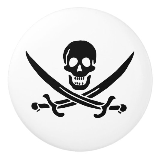 Pirate Flag Skull gekruist zwaarden Keramische Knop (Voorkant)