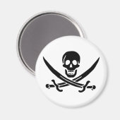Pirate Flag Skull gekruist zwaarden Magneet (Voorkant / Achterkant)
