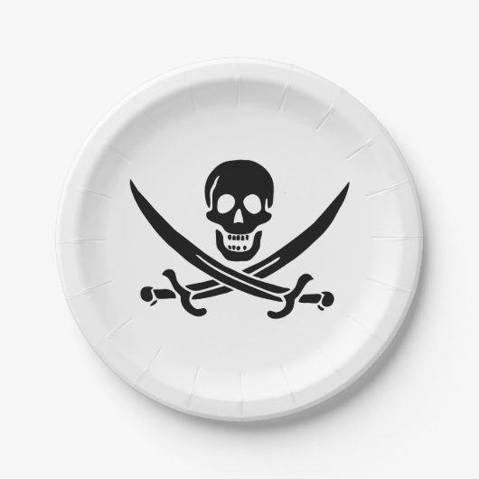 Pirate Flag Skull gekruist zwaarden Papieren Bordje (Voorkant)