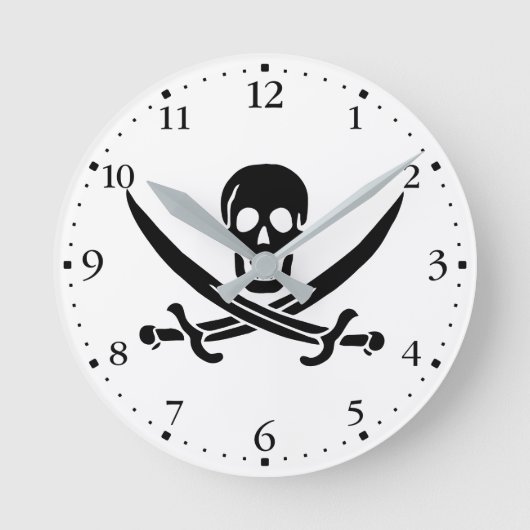 Pirate Flag Skull gekruist zwaarden Ronde Klok (Voorkant)