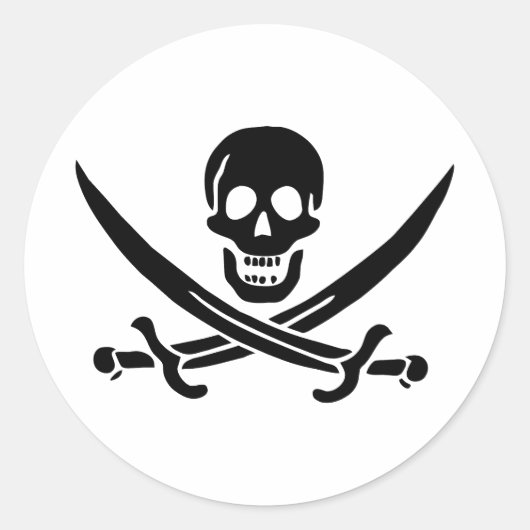 Pirate Flag Skull gekruist zwaarden Ronde Sticker (Voorkant)