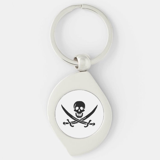 Pirate Flag Skull gekruist zwaarden Sleutelhanger (Voorkant)