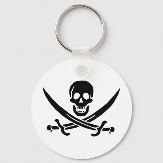 Pirate Flag Skull gekruist zwaarden Sleutelhanger (Voorkant)