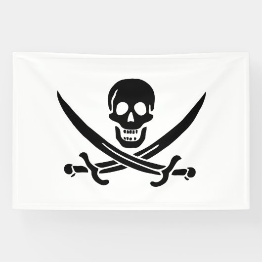 Pirate Flag Skull gekruist zwaarden Spandoek (Horizontaal)