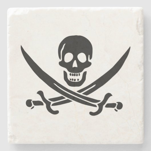 Pirate Flag Skull gekruist zwaarden Stenen Onderzetter (Voorkant)