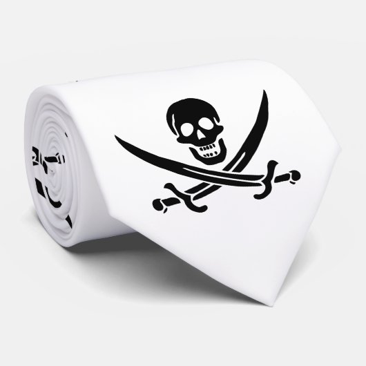 Pirate Flag Skull gekruist zwaarden Stropdas (Opgerold)