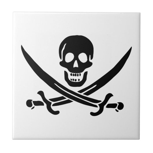 Pirate Flag Skull gekruist zwaarden Tegeltje (Voorkant)