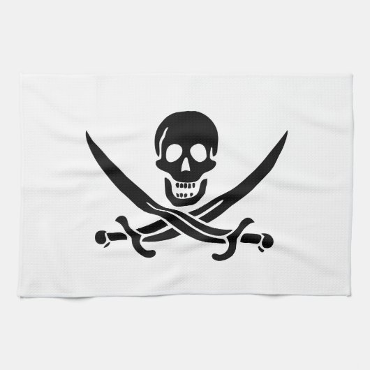 Pirate Flag Skull gekruist zwaarden Theedoek (Horizontaal)