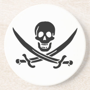 Pirate Flag Skull gekruist zwaarden Zandsteen Onderzetter
