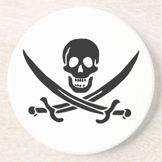 Pirate Flag Skull gekruist zwaarden Zandsteen Onderzetter (Voorkant)