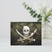 Pirate Flag, vlag van Piraten Briefkaart (Staand voorkant)