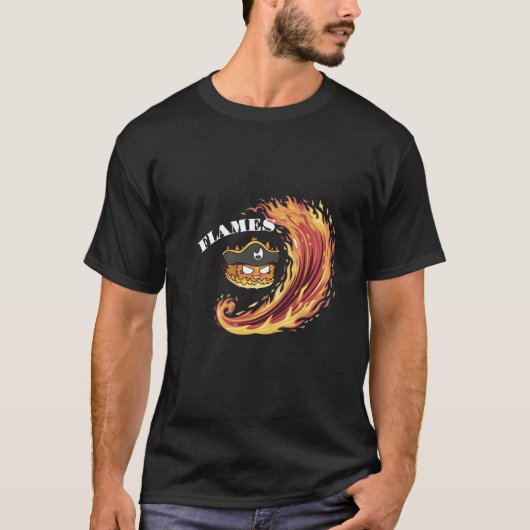 Pirate Flames T-Shirt – Vurige Swashbuckling Desig (Voorkant)