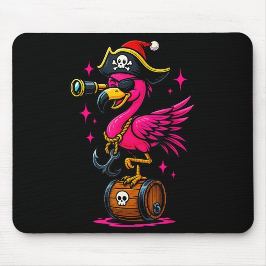 Pirate Flamingo Adventure Map Jolly Roger Hallowee Muismat (Voorkant)