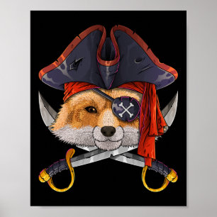 Pirate Fox Jolly Roger Halloween kostuum Crossbone Poster
