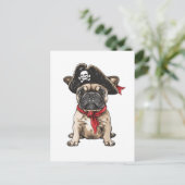 Pirate Franse Bulldog Skull Crossbones Briefkaart (Staand voorkant)