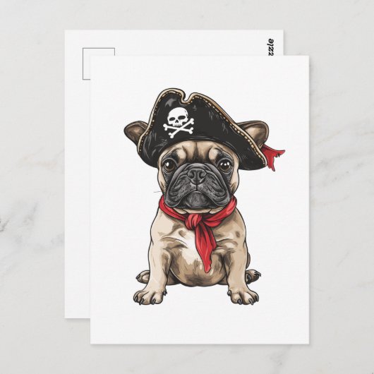 Pirate Franse Bulldog Skull Crossbones Briefkaart (Voorkant / Achterkant)