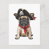 Pirate Franse Bulldog Skull Crossbones Briefkaart (Voorkant)