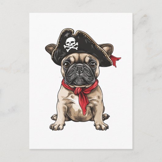 Pirate Franse Bulldog Skull Crossbones Briefkaart (Voorkant)