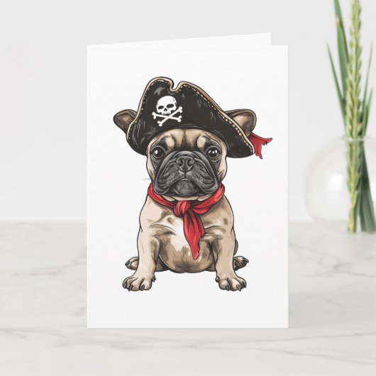Pirate Franse Bulldog Skull Crossbones Kaart (Voorkant)