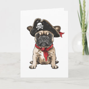 Pirate Franse Bulldog Skull Crossbones Kaart