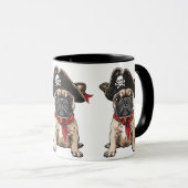 Pirate Franse Bulldog Skull Crossbones Mok (Voorkant rechts)