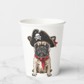 Pirate Franse Bulldog Skull Crossbones Papieren Bekers (Achterkant)
